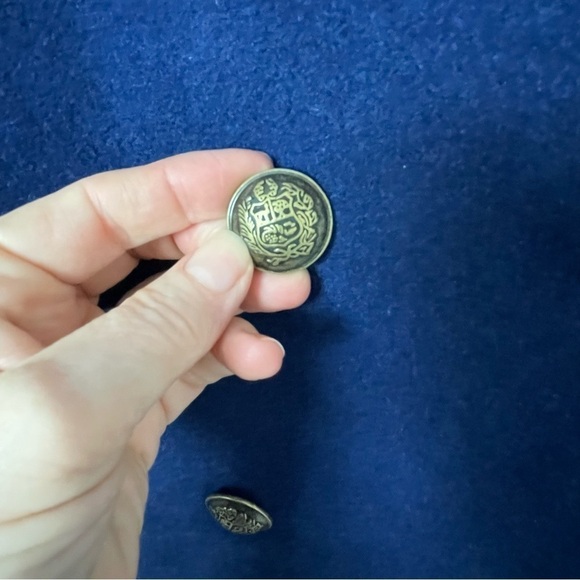 Larry Levine Wool Pea Coat | Double Breasted | Blue | Size Medium - Picture 6 of 15